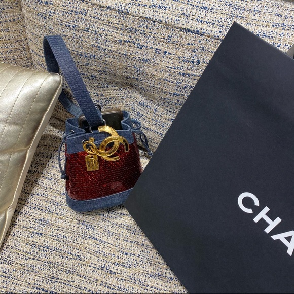 Chanel Denim Sequin Mini Bucket Bag - Picture 9 of 16